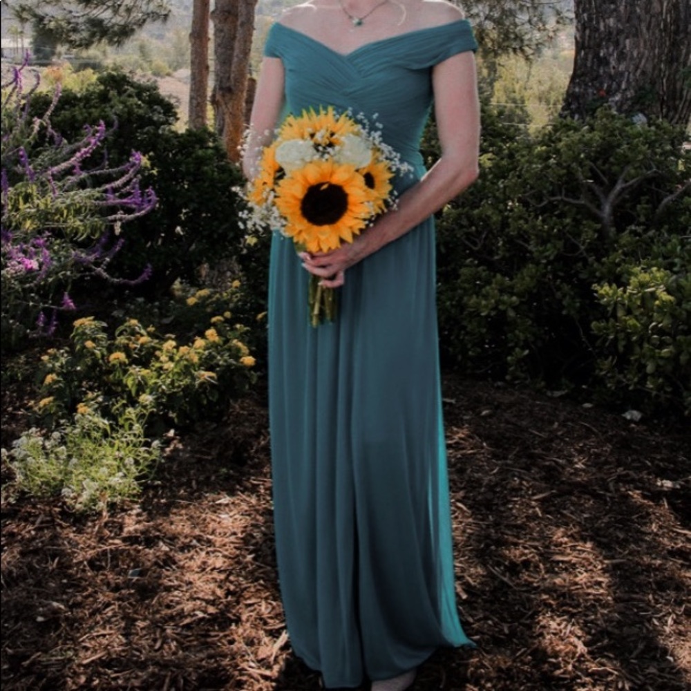 Crisscross Off-the-Shoulder Mesh Bridesmaid Dress